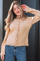 Yamileth Oatmeal Ruffle Trim Sweater