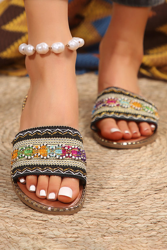 Quincy Bohemian Pattern Crochet Slippers