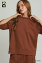 Raglan Sleeve Top with Scallop Detail