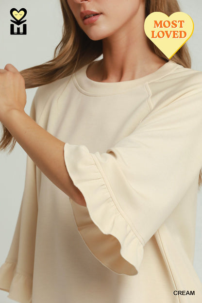 Ruffle Raglan Sleeve Top