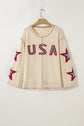 USA Patchwork Exposed Seam Long Sleeve Top