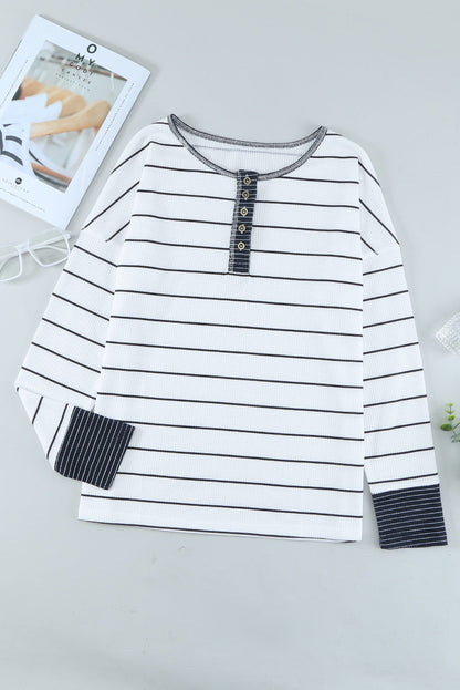 Simone Henley Waffle Knit Top