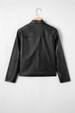 Olive Faux Leather Buttoned Front Boxy Jacket