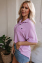 Kyla Flap Pocket Collared Buttoned Short Sleeve Blouse