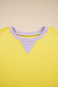 Yellow Striped Color Block Patchwork Crewneck Plus Size Pullover Sweatshirt
