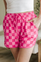 Checkered Drawstring Casual Shorts
