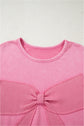 Bonbon Waffle Bowknot Patchwork Graphic Mineral Wash Plus Size Sweatshirt