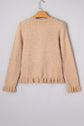 Yamileth Oatmeal Ruffle Trim Sweater