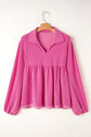 Blake Corded V Neck Bubble Sleeve Blouse