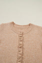 Yamileth Oatmeal Ruffle Trim Sweater