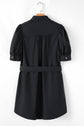 Malaya Button Up Tie Waist Puff Sleeve Mini Dress