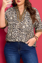 Kahlani Crinkled Colorblock Patchwork PLUS Blouse