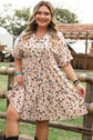 Leila Plus Size Cuffed Sleeve Empire Waist Dress