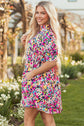 Hadlee Floral Puff Short Sleeve V Neck Mini Dress