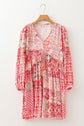Melody Floral Tassel Tie Long Sleeve Mini Dress