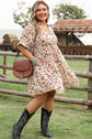 Leila Plus Size Cuffed Sleeve Empire Waist Dress