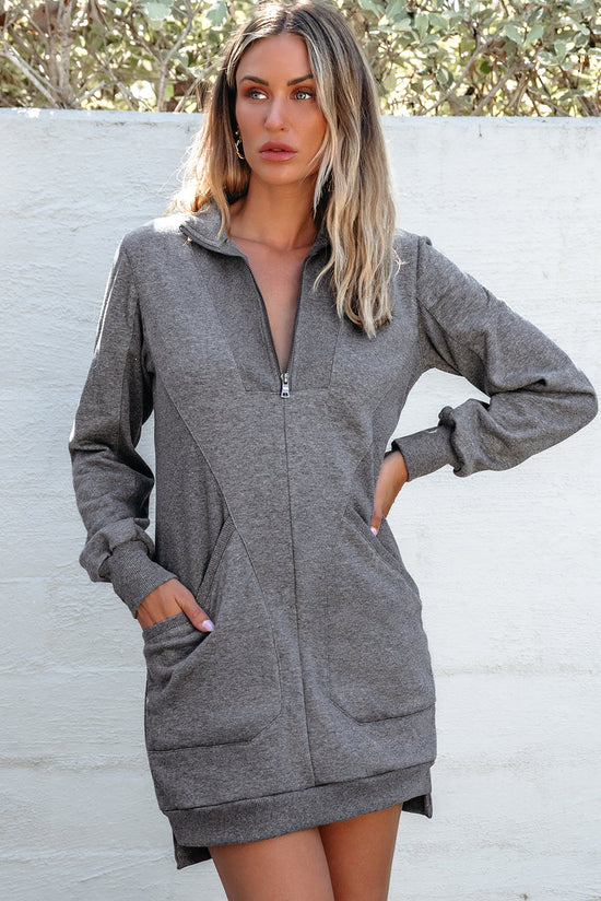 Frankie Ribbed Patchwork Sweatshirt Dress