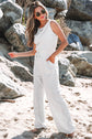 Addilyn Crew Neck Drawstring High Waist Sleeveless Jumpsuit