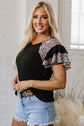 Emryn Leopard Ruffled Sleeve V Neck Top