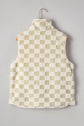 Stevie Sherpa Checkerboard Button Vest With Pocket
