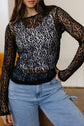 Denver Pattern Sheer Mesh Long Sleeve Top