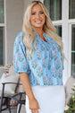 Kinley Floral Shirred Yoke Split Neck Blouse