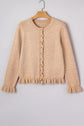 Yamileth Oatmeal Ruffle Trim Sweater