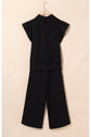 Kallie Ruffled Sleeve Zipped Top and Wide Leg Pants Set