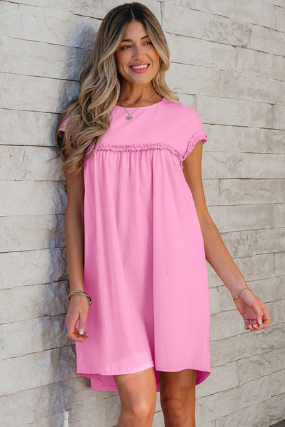 Keily Frilled Trim Loose Fit Mini Dress