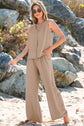 Kinslee Buttoned Vest Drawstring Wide Leg Pants Set