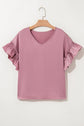 Ruth Satin Ruffle Sleeve Top