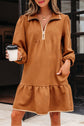 Danielle Zip Collar Textured Mini Dress