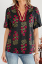 Zoe Contrast Slit Neckline Blouse