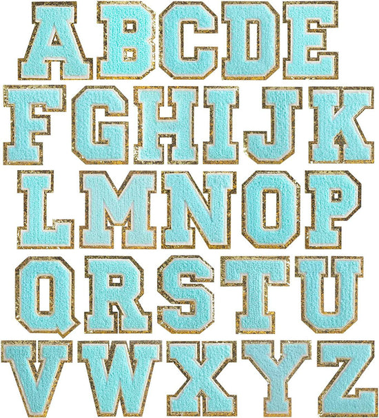 Blue Self Adhesive Chenille Letters Patches