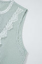 Meredith Stripe Lace Patchwork Crew Neck Tank Top
