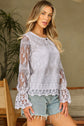 Tassa Mesh Flounce Sleeve Blouse