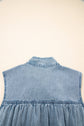 Clare Sleeveless Ruffled Chambray Dress