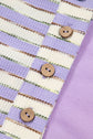 Purple Stripe Patchwork Buttoned Drop Shoulder Plus Size Pullover