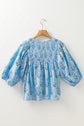 Kinley Floral Shirred Yoke Split Neck Blouse