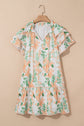 Madalyn Floral Contrast Edge Layered Short Sleeve Mini Dress