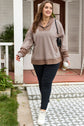 Goat Waffle Contrast Patchwork Plus Size Pocketed Hoodie