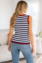 Amora Contrast Trim Sleeveless Sweater