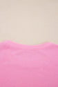 Pink Big Bow Lace Embroidered Dolman Sleeve Slit Plus Size Sweatshirt
