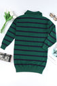 Iris Striped Zip Collared Loose Sweater Mini Dress