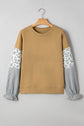 Beazita Patchwork Ruffled Sleeve Sweatshirt