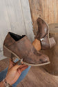 Tulip Opening Suede Ankle Boots