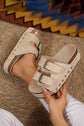 Suede Buckle Decor Footbed Sandal Slippers