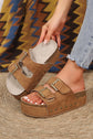 Suede Buckle Decor Footbed Sandal Slippers