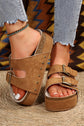 Suede Buckle Decor Footbed Sandal Slippers
