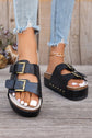Dual Buckle Studded Platform Sandal Slippers